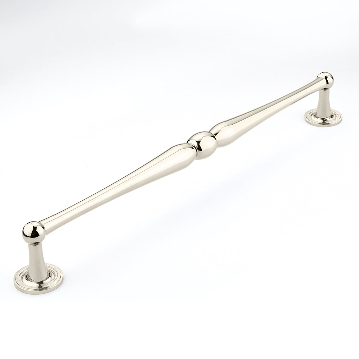 15 3/4 Inch (15 Inch c-c) Atherton Pull with Plain Footplates (Polished Nickel Finish)