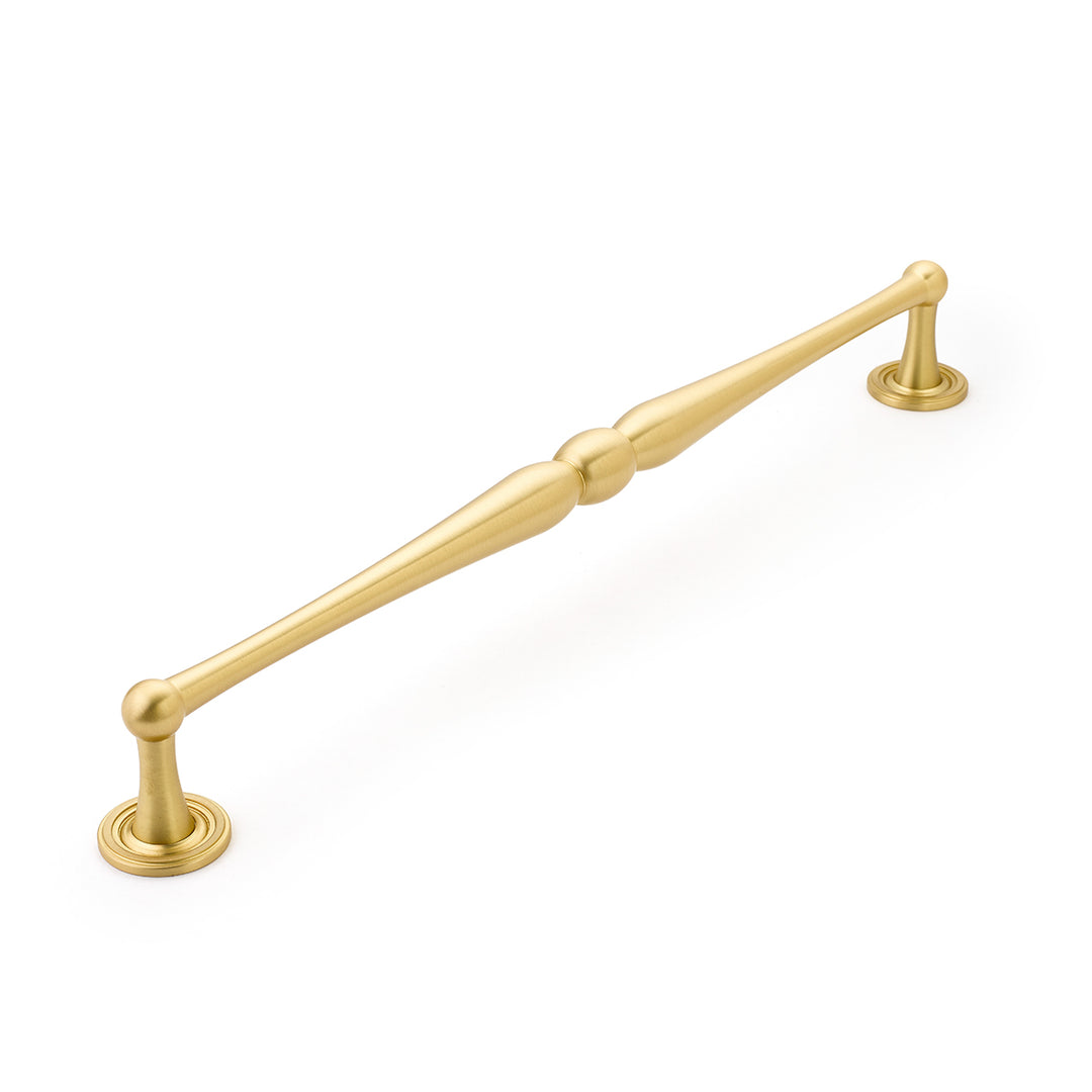 SCHAUB 15 3/4 Inch (15 Inch c-c) Atherton Pull with Plain Footplates (Satin Brass Finish)