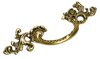 6 1/2 Inch (3.125" c-c) Filigrees Rococo Pull (Antique Brass Finish)