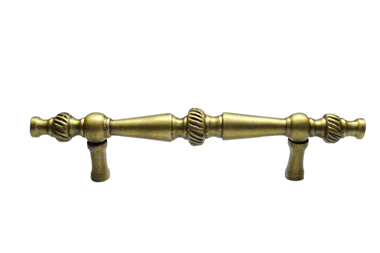 6 1/2 Inch Overall (4 Inch c-c) Solid Brass Georgian Pull (Antique Brass Finish)