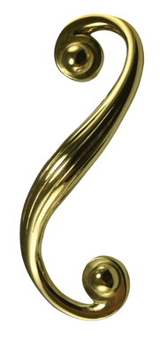 7 1/2 Inch Solid Brass Swirl Cabinet Pull (Polished Brass Finish)