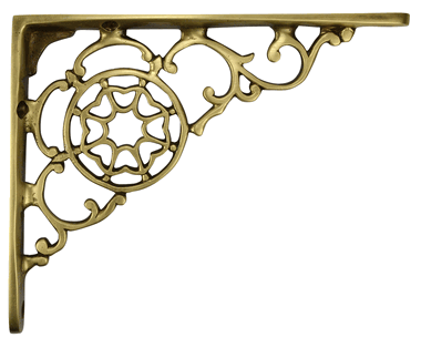 6 3/4 Inch Solid Brass Star Shape Shelf Bracket (Antique Brass Finish)