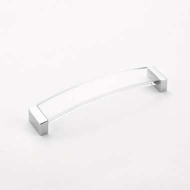 6 5/8 Inch (6 1/4 Inch c-c) Positano Arched Clear Pull (Polished Chrome Finish)