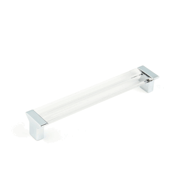 6 5/8 Inch (6 1/4 Inch c-c) Positano Clear Pull (Polished Chrome Finish)