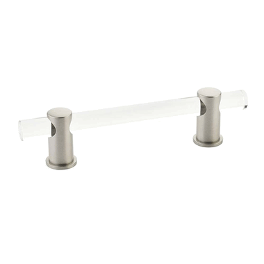 SCHAUB 6 Inch (4 Inch c-c) Lumiere Acrylic Pull (Brushed Nickel Finish)