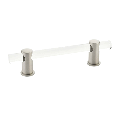 6 Inch (4 Inch c-c) Lumiere Acrylic Pull (Brushed Nickel Finish)