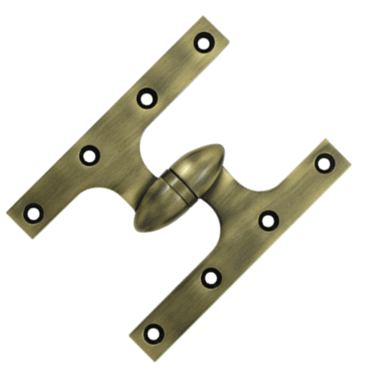 6 Inch x 4 1/2 Inch Solid Brass Olive Knuckle Hinge (Antique Brass)