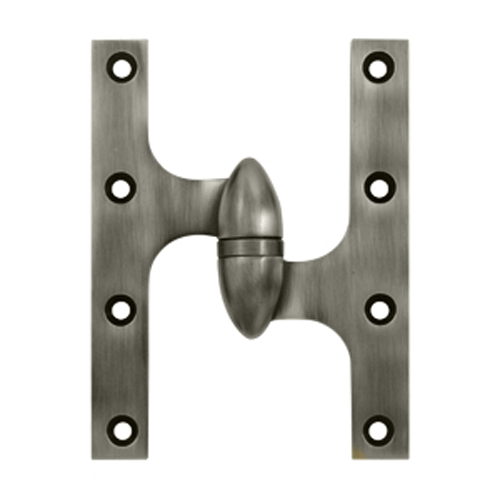 DELTANA 6 Inch x 4 1/2 Inch Solid Brass Olive Knuckle Hinge (Antique Nickel)