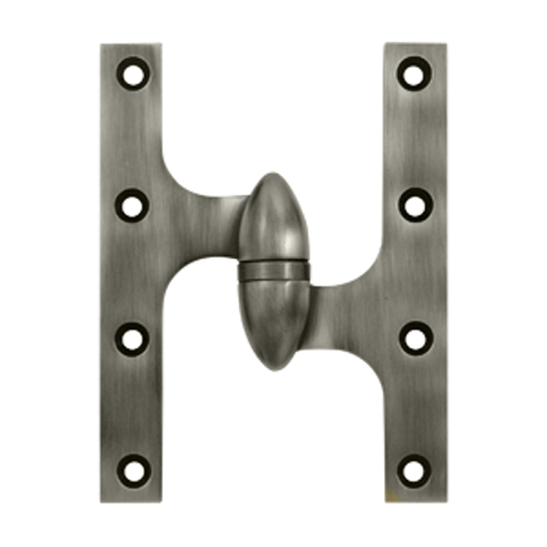 6 Inch x 4 1/2 Inch Solid Brass Olive Knuckle Hinge (Antique Nickel)