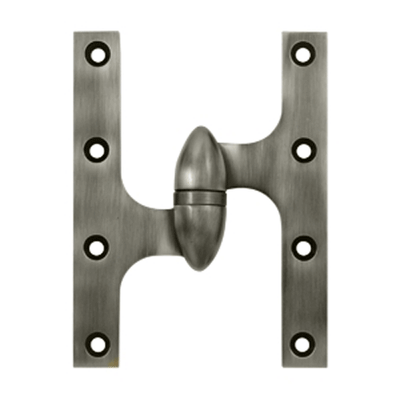 6 Inch x 4 1/2 Inch Solid Brass Olive Knuckle Hinge (Antique Nickel Finish)