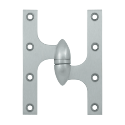 6 Inch x 4 1/2 Inch Solid Brass Olive Knuckle Hinge (Brushed Chrome)