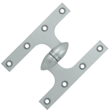 6 Inch x 4 1/2 Inch Solid Brass Olive Knuckle Hinge (Brushed Chrome)