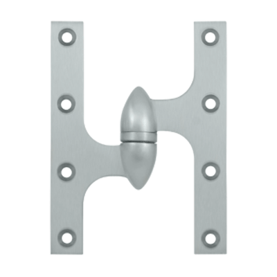 6 Inch x 4 1/2 Inch Solid Brass Olive Knuckle Hinge (Brushed Chrome Finish)