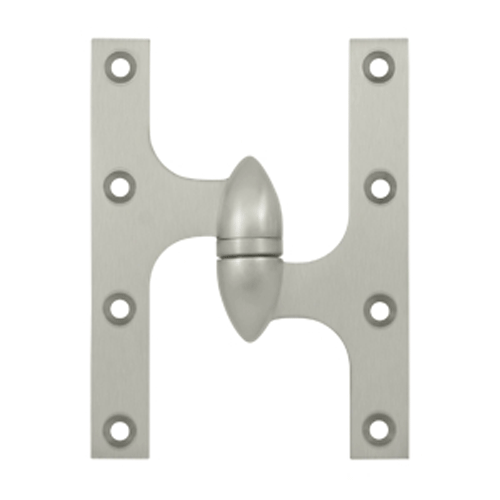 DELTANA 6 Inch x 4 1/2 Inch Solid Brass Olive Knuckle Hinge (Brushed Nickel Finish)