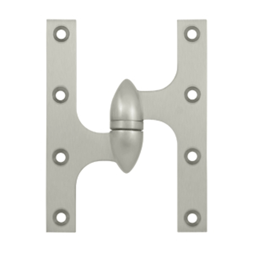 DELTANA 6 Inch x 4 1/2 Inch Solid Brass Olive Knuckle Hinge (Brushed Nickel Finish)