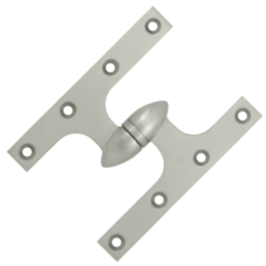 DELTANA 6 Inch x 4 1/2 Inch Solid Brass Olive Knuckle Hinge (Brushed Nickel Finish)