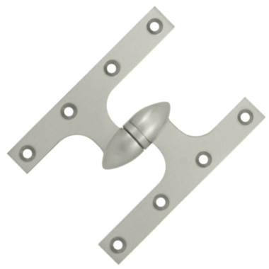 6 Inch x 4 1/2 Inch Solid Brass Olive Knuckle Hinge (Brushed Nickel Finish)