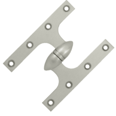 DELTANA 6 Inch x 4 1/2 Inch Solid Brass Olive Knuckle Hinge (Brushed Nickel Finish)