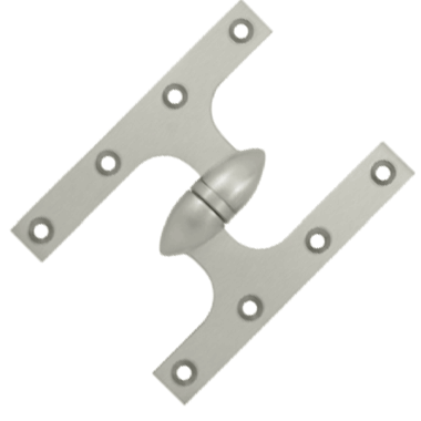 6 Inch x 4 1/2 Inch Solid Brass Olive Knuckle Hinge (Brushed Nickel Finish)