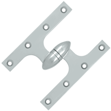 DELTANA 6 Inch x 4 1/2 Inch Solid Brass Olive Knuckle Hinge (Chrome Finish)