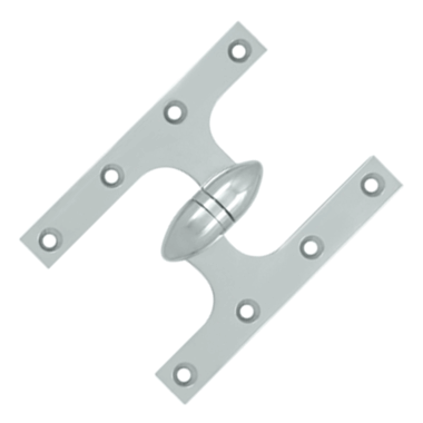 DELTANA 6 Inch x 4 1/2 Inch Solid Brass Olive Knuckle Hinge (Chrome Finish)