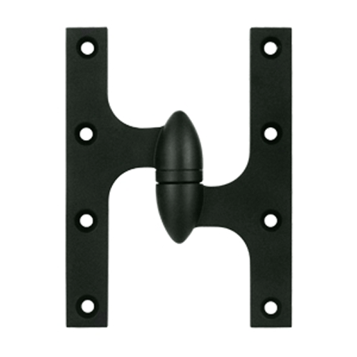 DELTANA 6 Inch x 4 1/2 Inch Solid Brass Olive Knuckle Hinge (Paint Black Finish)