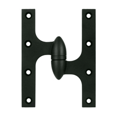 6 Inch x 4 1/2 Inch Solid Brass Olive Knuckle Hinge (Paint Black Finish)