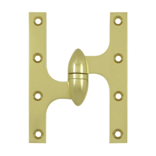 6 Inch x 4 1/2 Inch Solid Brass Olive Knuckle Hinge (Polished Brass Finish) DELTANA