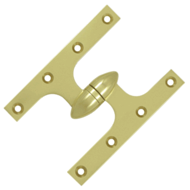 6 Inch x 4 1/2 Inch Solid Brass Olive Knuckle Hinge (Polished Brass Finish) DELTANA