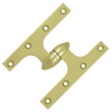 6 Inch x 4 1/2 Inch Solid Brass Olive Knuckle Hinge (Polished Brass Finish)