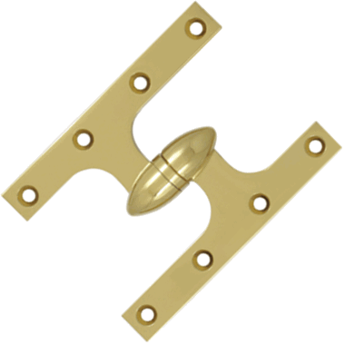6 Inch x 4 1/2 Inch Solid Brass Olive Knuckle Hinge (PVD Finish)