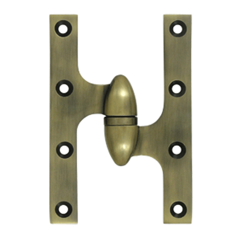 6 Inch x 4 Inch Solid Brass Olive Knuckle Hinge (Antique Brass Finish) DELTANA