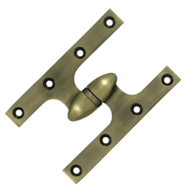 6 Inch x 4 Inch Solid Brass Olive Knuckle Hinge (Antique Brass Finish)
