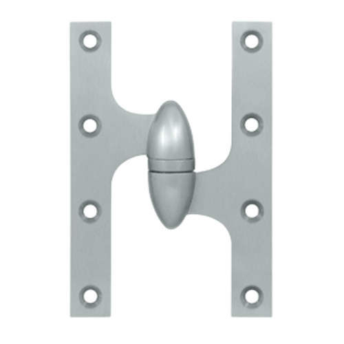 DELTANA 6 Inch x 4 Inch Solid Brass Olive Knuckle Hinge Brushed Chrome Finish