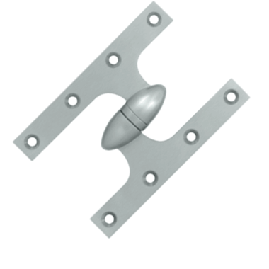 6 Inch x 4 Inch Solid Brass Olive Knuckle Hinge Brushed Chrome Finish