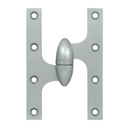 6 Inch x 4 Inch Solid Brass Olive Knuckle Hinge Brushed Chrome Finish