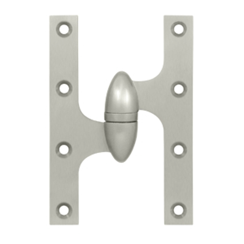 DELTANA 6 Inch x 4 Inch Solid Brass Olive Knuckle Hinge Brushed Nickel Finish