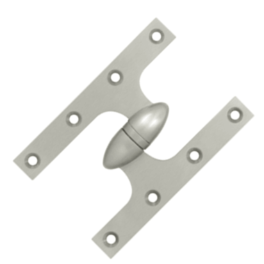 DELTANA 6 Inch x 4 Inch Solid Brass Olive Knuckle Hinge Brushed Nickel Finish