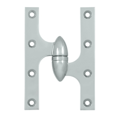 6 Inch x 4 Inch Solid Brass Olive Knuckle Hinge (Chrome Finish)