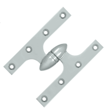6 Inch x 4 Inch Solid Brass Olive Knuckle Hinge (Chrome Finish)