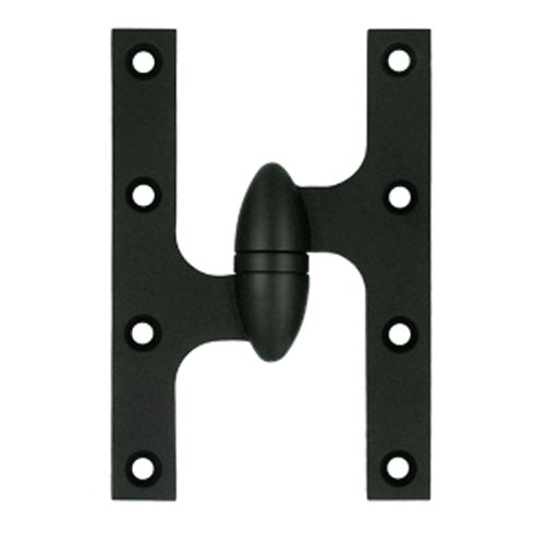 6 Inch x 4 Inch Solid Brass Olive Knuckle Hinge (Paint Black Finish) DELTANA