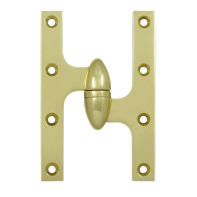 6 Inch x 4 Inch Solid Brass Olive Knuckle Hinge (Polished Brass Finish)