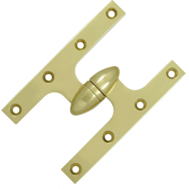 DELTANA 6 Inch x 4 Inch Solid Brass Olive Knuckle Hinge Polished Brass Finish