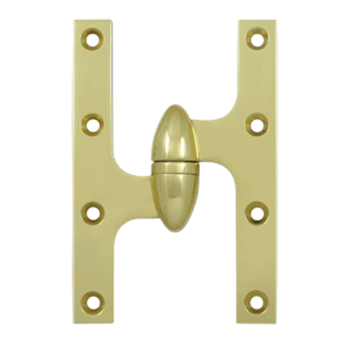 DELTANA 6 Inch x 4 Inch Solid Brass Olive Knuckle Hinge Polished Brass Finish