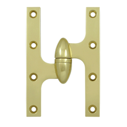 6 Inch x 4 Inch Solid Brass Olive Knuckle Hinge Polished Brass Finish