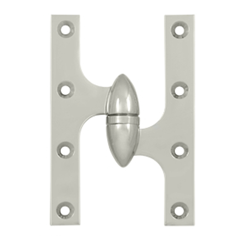 6 Inch x 4 Inch Solid Brass Olive Knuckle Hinge (Polished Nickel Finish) DELTANA