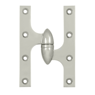6 Inch x 4 Inch Solid Brass Olive Knuckle Hinge (Polished Nickel Finish)