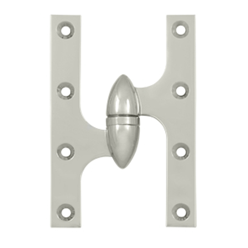 DELTANA 6 Inch x 4 Inch Solid Brass Olive Knuckle Hinge (Polished Nickel Finish)