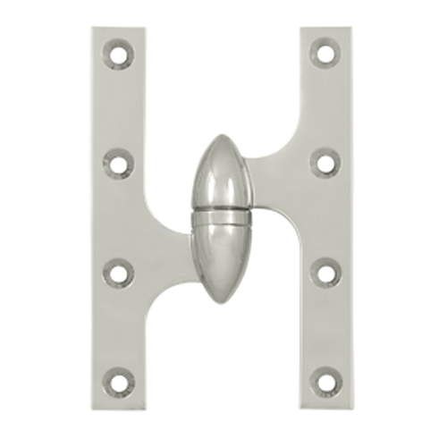 6 Inch x 4 Inch Solid Brass Olive Knuckle Hinge (Polished Nickel Finish)