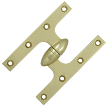6 Inch x 4 Inch Solid Brass Olive Knuckle Hinge (Unlacquered Brass Finish)